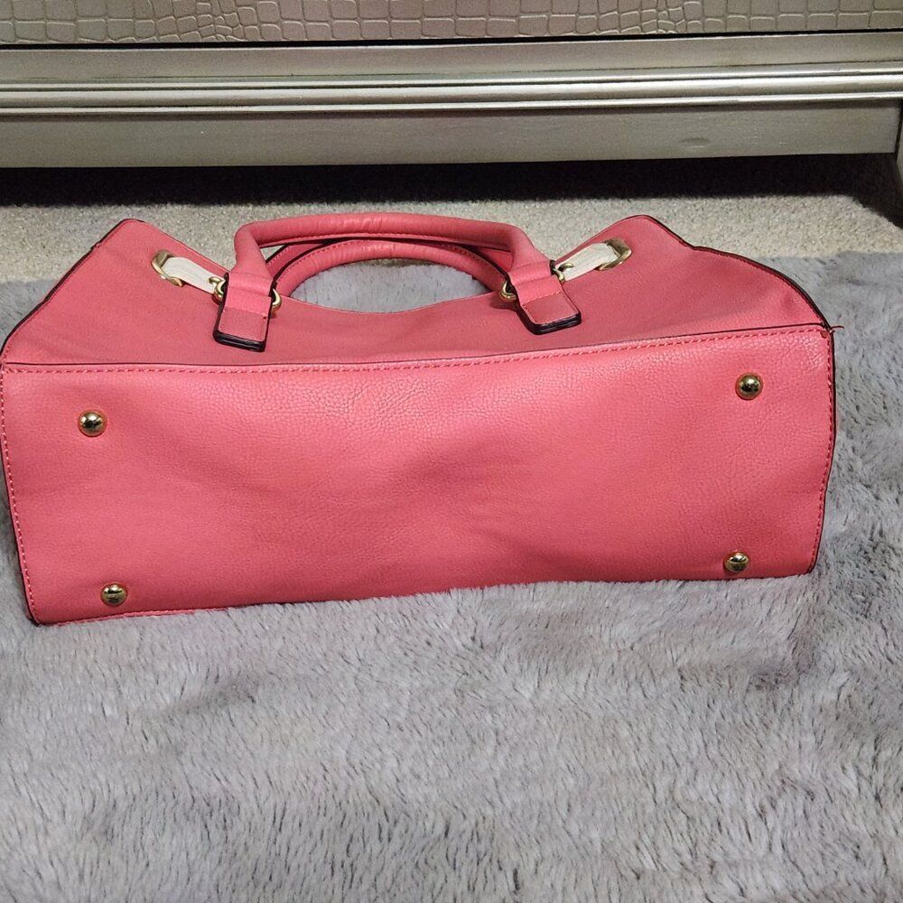 Hot Coral Pink Satchel Purse/ Tote - Picture 10 of 10